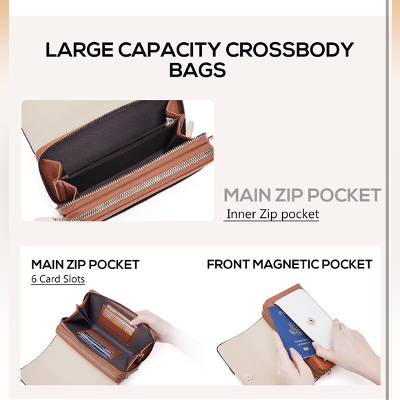 Cream and Tan Crossbody Bag - Picture 3 of 9